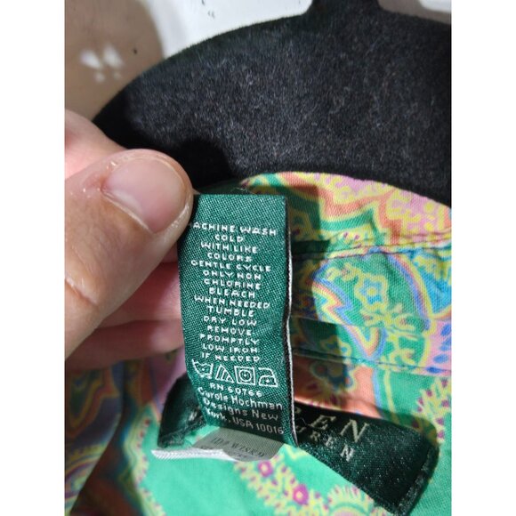 Lauren Ralph Lauren Multicolor Paisley Cuffed Sleeve Button Up Shirt Medium - Picture 9 of 10